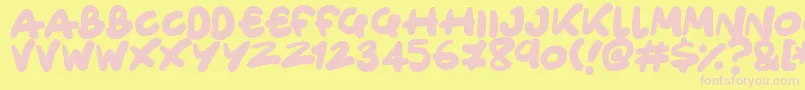 Only Organic-fontti – vaaleanpunaiset fontit keltaisella taustalla