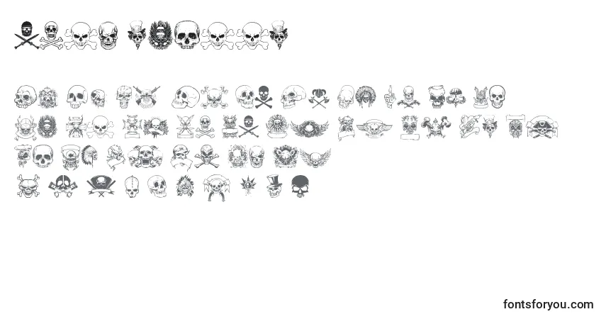 Schriftart Only skulls – Alphabet, Zahlen, spezielle Symbole