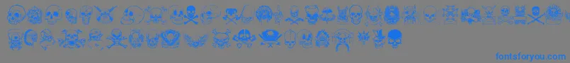 only skulls-Schriftart – Blaue Schriften auf grauem Hintergrund
