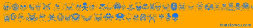 フォントonly skulls – オレンジの背景に青い文字
