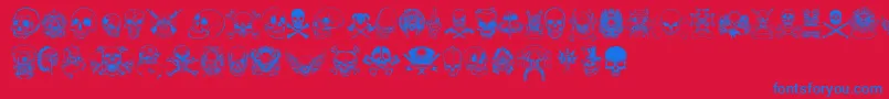 Fonte only skulls – fontes azuis em um fundo vermelho