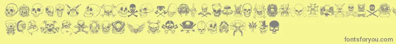 フォントonly skulls – 黄色の背景に灰色の文字