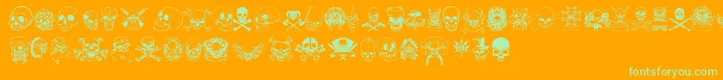 Fonte only skulls – fontes verdes em um fundo laranja