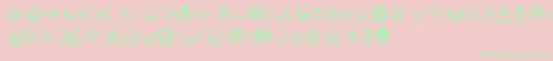 only skulls-Schriftart – Grüne Schriften auf rosa Hintergrund