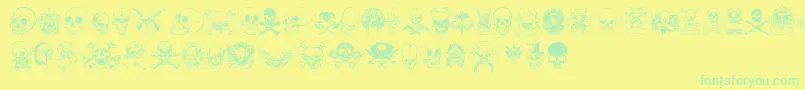only skulls Font – Green Fonts on Yellow Background