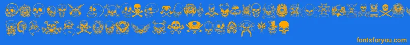 Czcionka only skulls – pomarańczowe czcionki na niebieskim tle