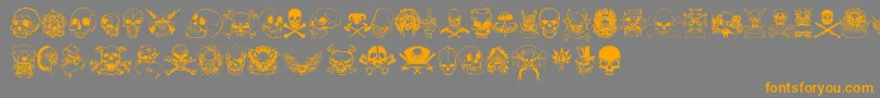 Weitere Informationen zur only skulls-Schriftart only skulls-Schriftart – Orangefarbene Schriften auf grauem Hintergrund