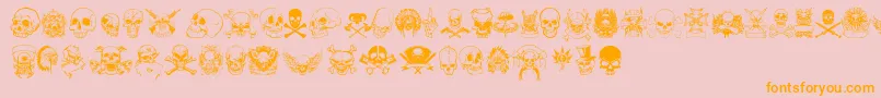 Czcionka only skulls – pomarańczowe czcionki na różowym tle