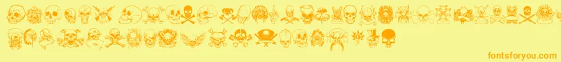 フォントonly skulls – オレンジの文字が黄色の背景にあります。
