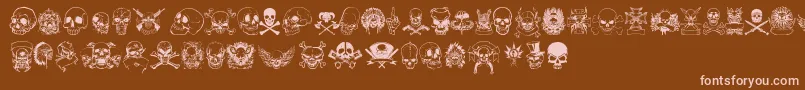 only skulls-Schriftart – Rosa Schriften auf braunem Hintergrund