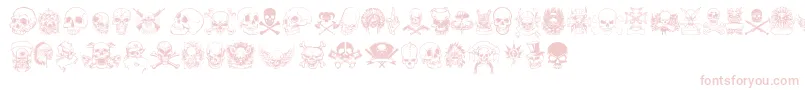 only skulls-Schriftart – Rosa Schriften auf weißem Hintergrund