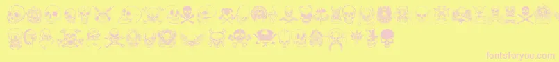only skulls-Schriftart – Rosa Schriften auf gelbem Hintergrund