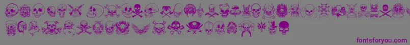 フォントonly skulls – 紫色のフォント、灰色の背景