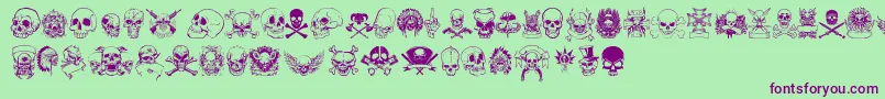 Police only skulls – polices violettes sur fond vert