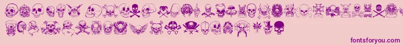 Fonte only skulls – fontes roxas em um fundo rosa