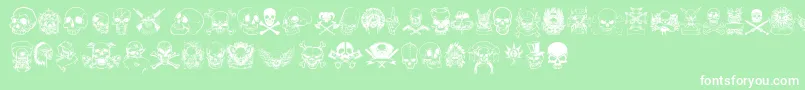 Fonte only skulls – fontes brancas em um fundo verde