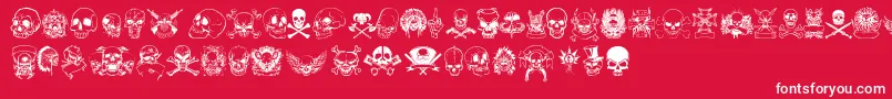 only skulls-Schriftart – Weiße Schriften auf rotem Hintergrund