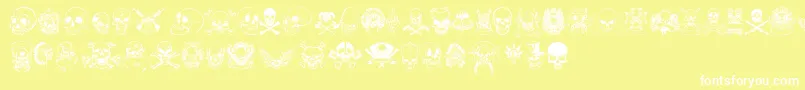 only skulls-fontti – valkoiset fontit keltaisella taustalla