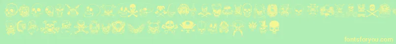 only skulls Font – Yellow Fonts on Green Background