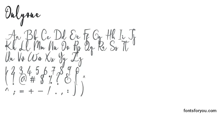 Czcionka Onlyone – alfabet, cyfry, specjalne znaki