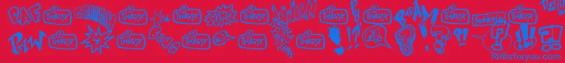 Onomatopaf Font – Blue Fonts on Red Background
