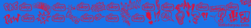 Onomatopaf Font – Red Fonts on Blue Background