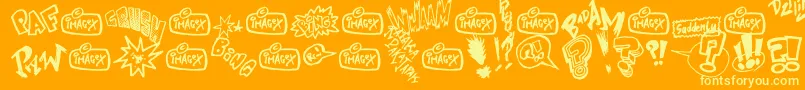 Onomatopaf Font – Yellow Fonts on Orange Background