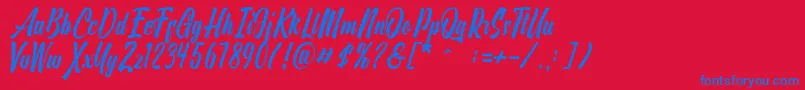 Onthel Font – Blue Fonts on Red Background