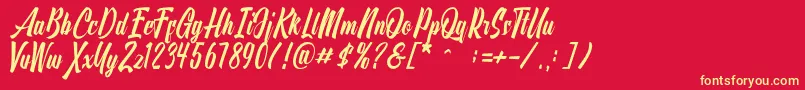 Onthel Font – Yellow Fonts on Red Background