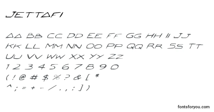 Czcionka Jettafi – alfabet, cyfry, specjalne znaki