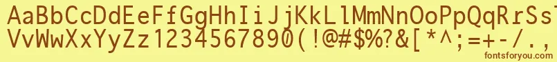 フォントonuava   – 茶色の文字が黄色の背景にあります。