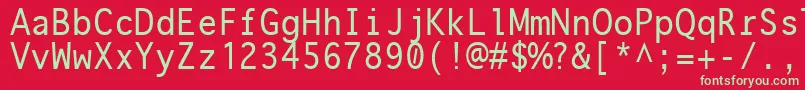 フォントonuava   – 赤い背景に緑の文字