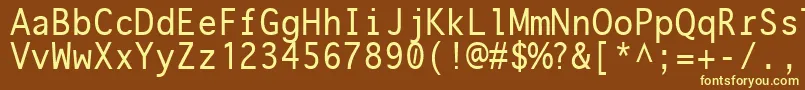 onuava  -fontti – keltaiset fontit ruskealla taustalla
