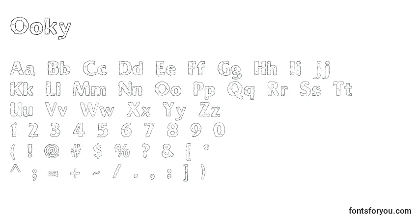 Schriftart Ooky (136144) – Alphabet, Zahlen, spezielle Symbole
