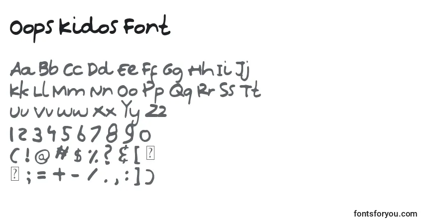 Schriftart Oops Kidos Font – Alphabet, Zahlen, spezielle Symbole