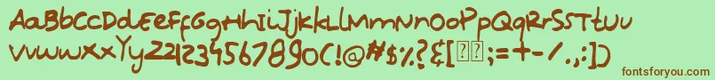 Oops Kidos Font Font – Brown Fonts on Green Background