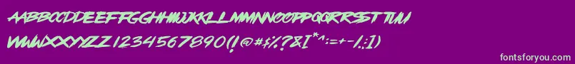 OpenBrush-Schriftart – Grüne Schriften auf violettem Hintergrund