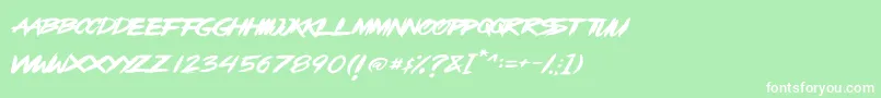 OpenBrush-Schriftart – Weiße Schriften auf grünem Hintergrund