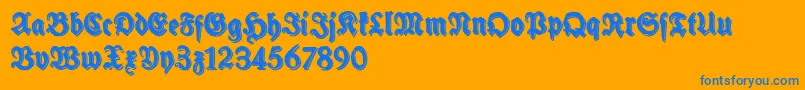 SchneidlerHalbFetteShadowFree-Schriftart – Blaue Schriften auf orangefarbenem Hintergrund