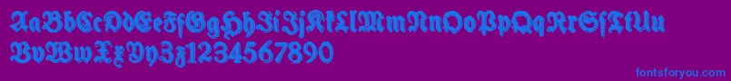 SchneidlerHalbFetteShadowFree-Schriftart – Blaue Schriften auf violettem Hintergrund
