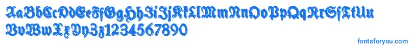 SchneidlerHalbFetteShadowFree-Schriftart – Blaue Schriften auf weißem Hintergrund