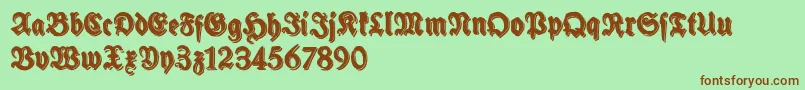 フォントSchneidlerHalbFetteShadowFree – 緑の背景に茶色のフォント