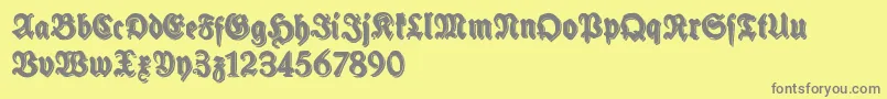SchneidlerHalbFetteShadowFree-fontti – harmaat kirjasimet keltaisella taustalla