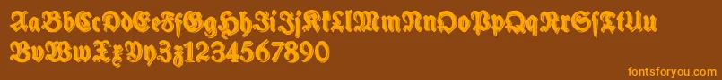 SchneidlerHalbFetteShadowFree-Schriftart – Orangefarbene Schriften auf braunem Hintergrund