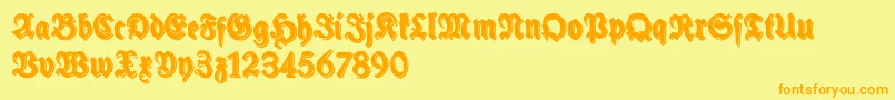 SchneidlerHalbFetteShadowFree-Schriftart – Orangefarbene Schriften auf gelbem Hintergrund