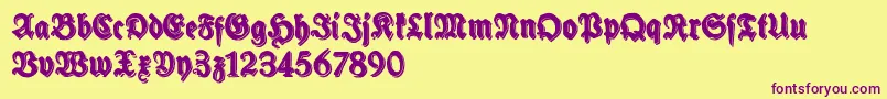 フォントSchneidlerHalbFetteShadowFree – 紫色のフォント、黄色の背景