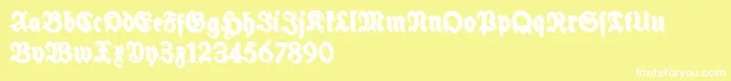 SchneidlerHalbFetteShadowFree-Schriftart – Weiße Schriften auf gelbem Hintergrund