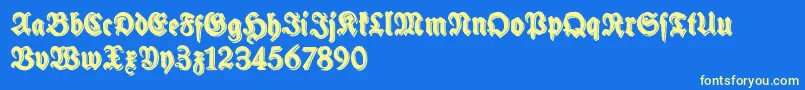 SchneidlerHalbFetteShadowFree-Schriftart – Gelbe Schriften auf blauem Hintergrund