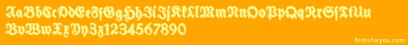 フォントSchneidlerHalbFetteShadowFree – オレンジの背景に黄色の文字