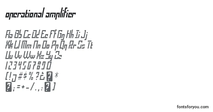 Czcionka Operational amplifier – alfabet, cyfry, specjalne znaki